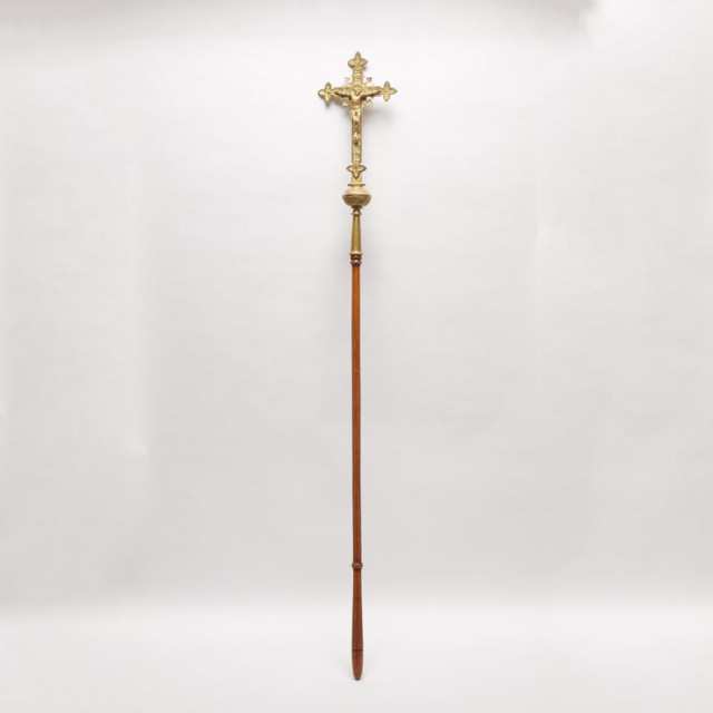 French Gilt Bronze Processional Crucifix, early 20th century