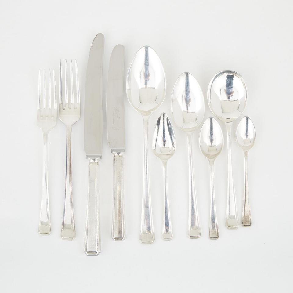 English Silver Plated Flatware Service, Harrison Fisher & Co., early 20th century