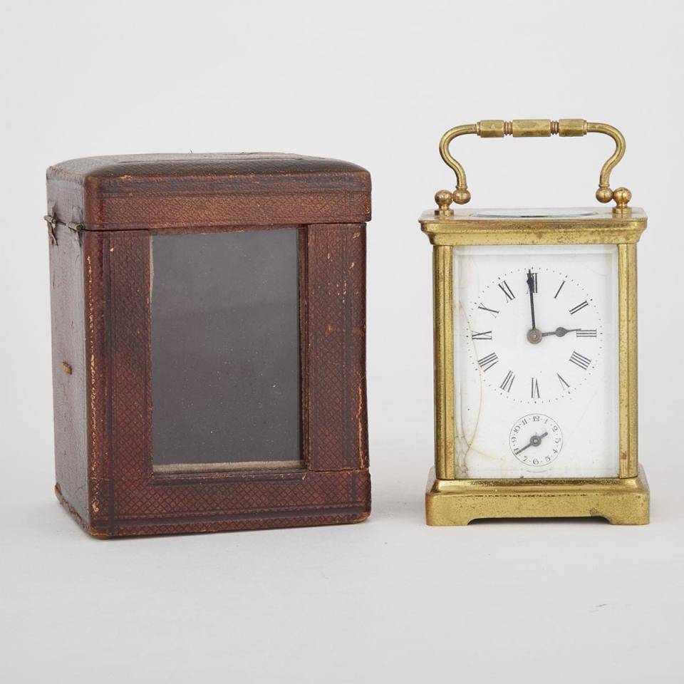 French Carriage Alarm Clock, Cased, 19th century