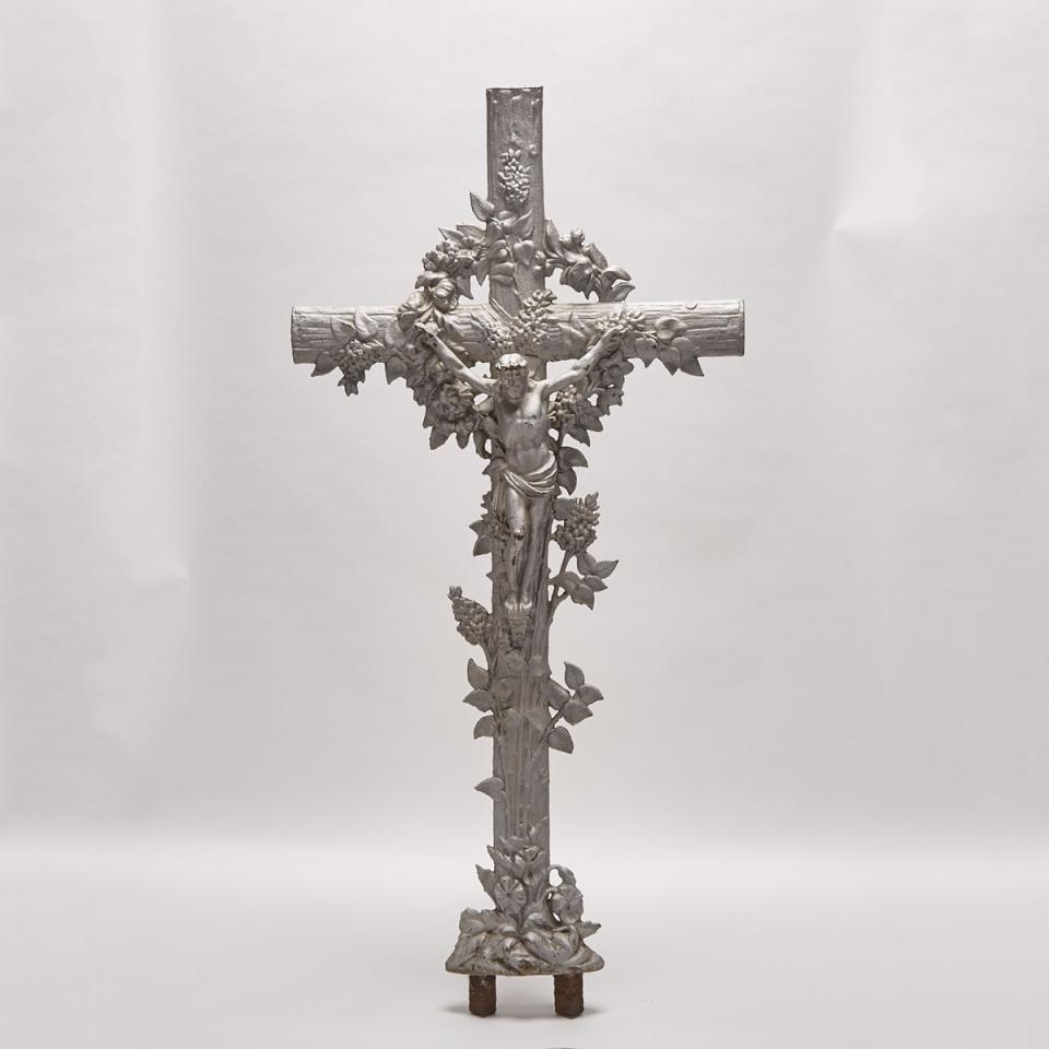 French Cast Iron Cruciform Grave Marker, 19th century