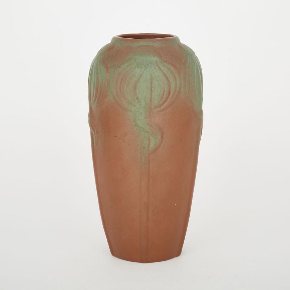 Van Briggle Green and Brown Glazed Vase, early 20th century