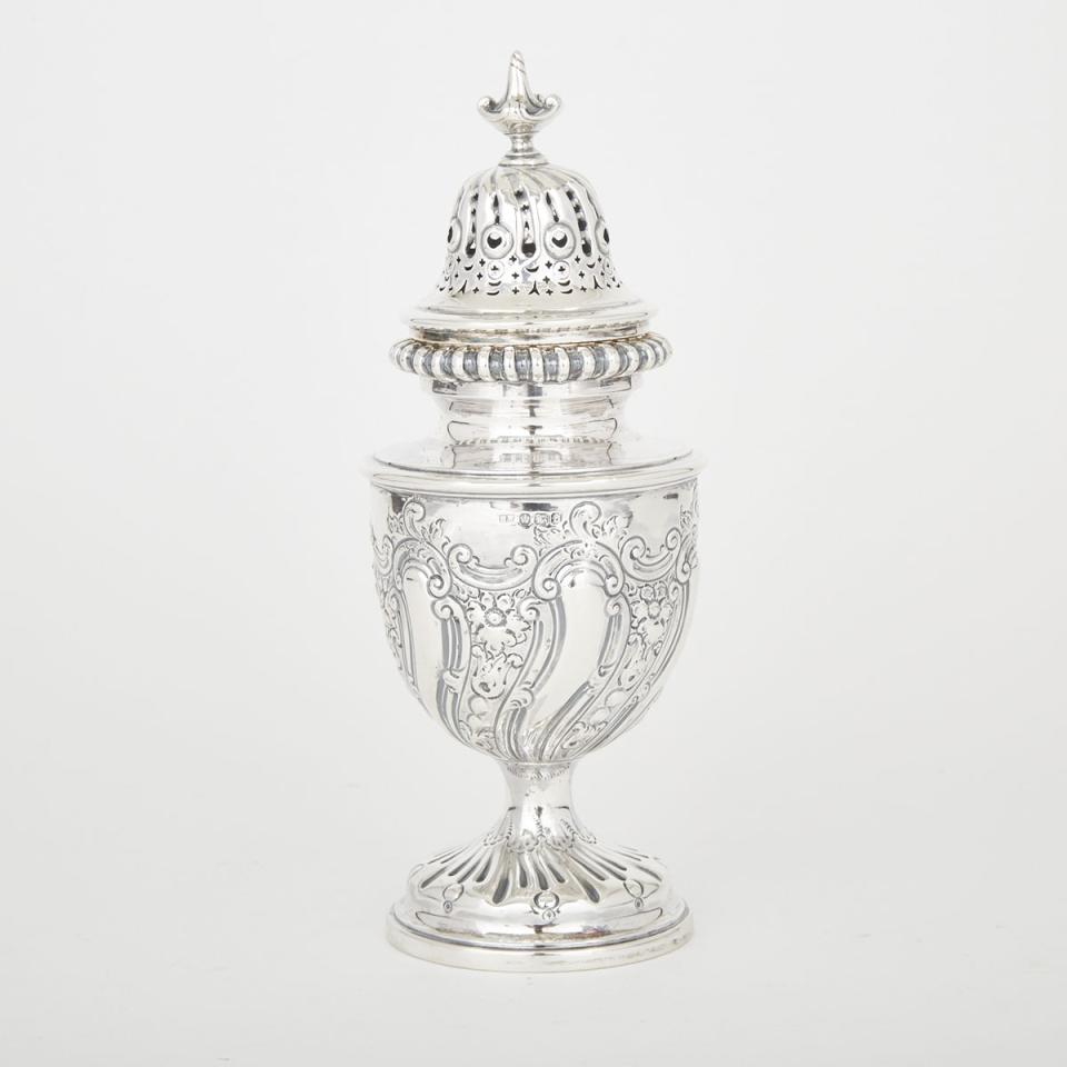 Late Victorian Silver Vase Shaped Sugar Caster, Lee & Wigfull, Sheffield, 1898