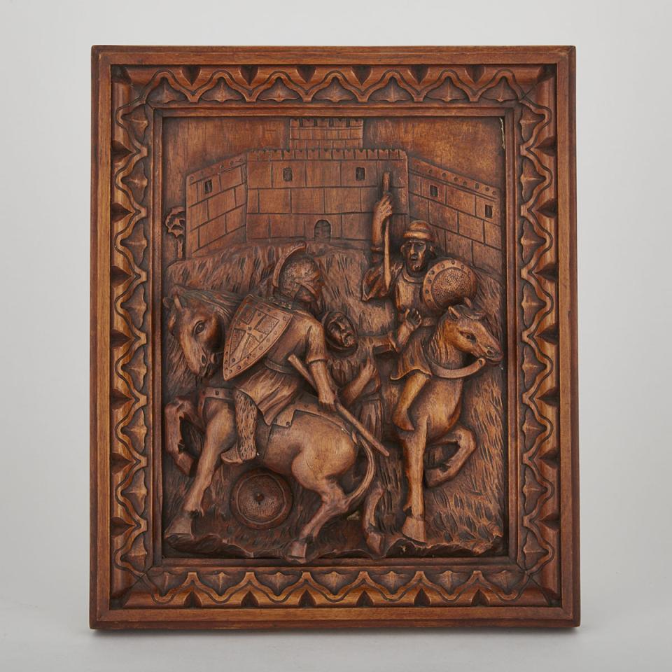Victorian Carved Walnut Panel, 19th century