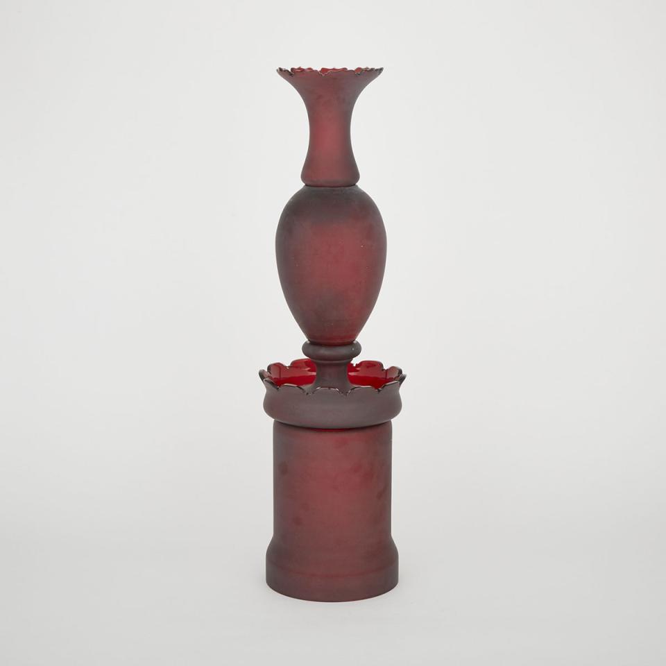 Bohemian Red Glass Vase and Stand, late 19th century