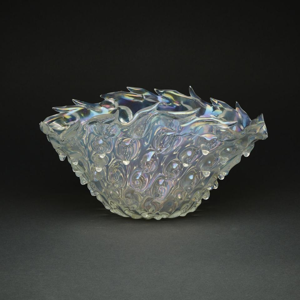 Opalescent Glass Oval Vase, probably Murano, 20th century