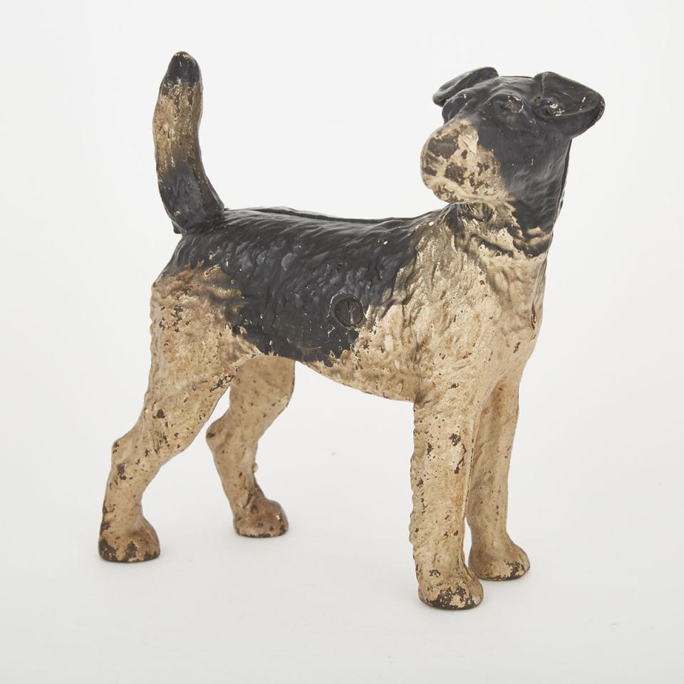 Hubley Manufacturing Company Painted Cast Iron Terrier Dog Form Doorstop, early 20th century