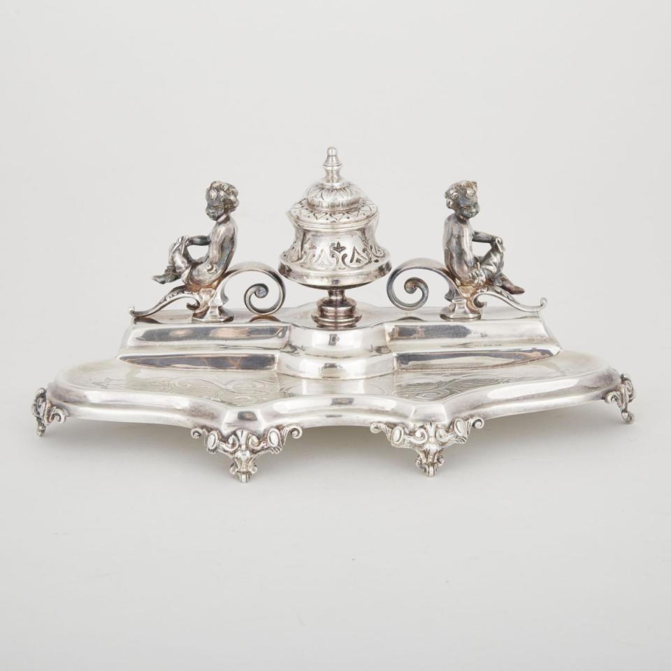 Victorian Silver Plated Inkstand, late 19th century