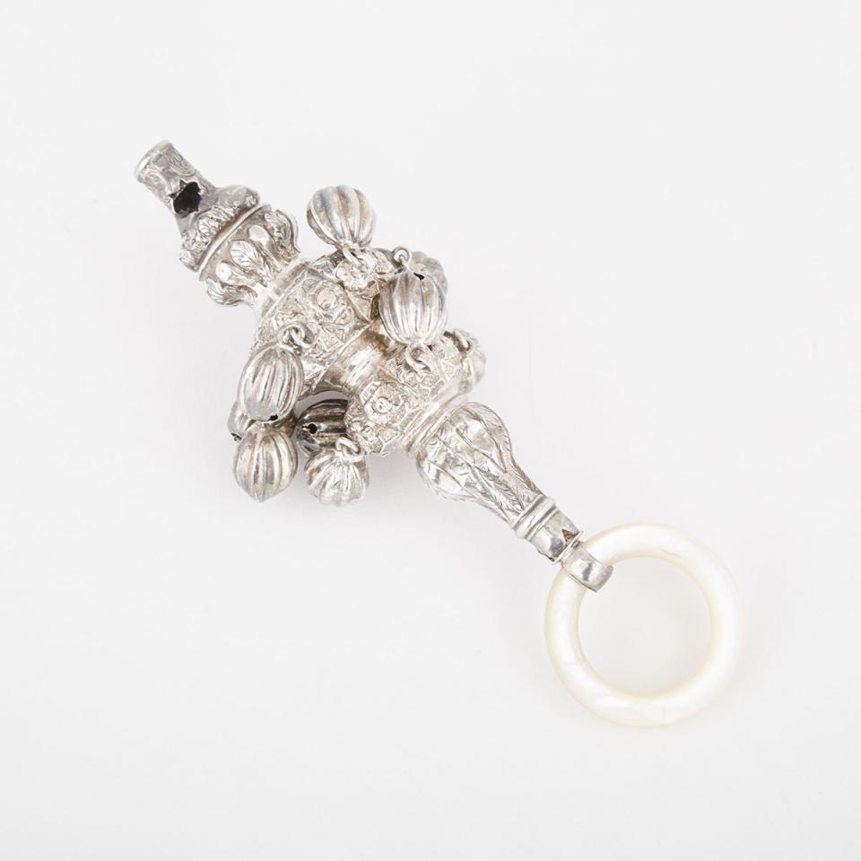 Victorian Silver Child’s Rattle and Whistle, Yapp & Woodward, Birmingham, 1846