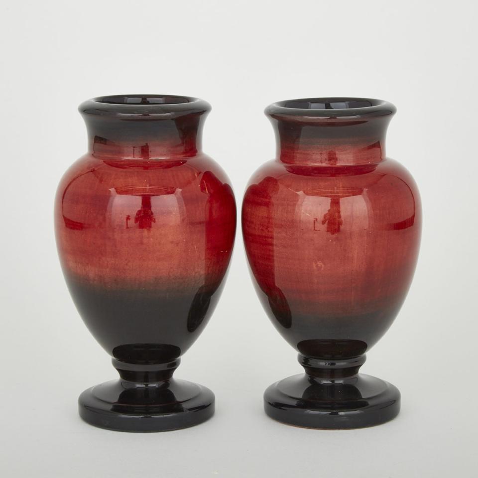 Pair of Moorcroft Flambé Vases, 1930s