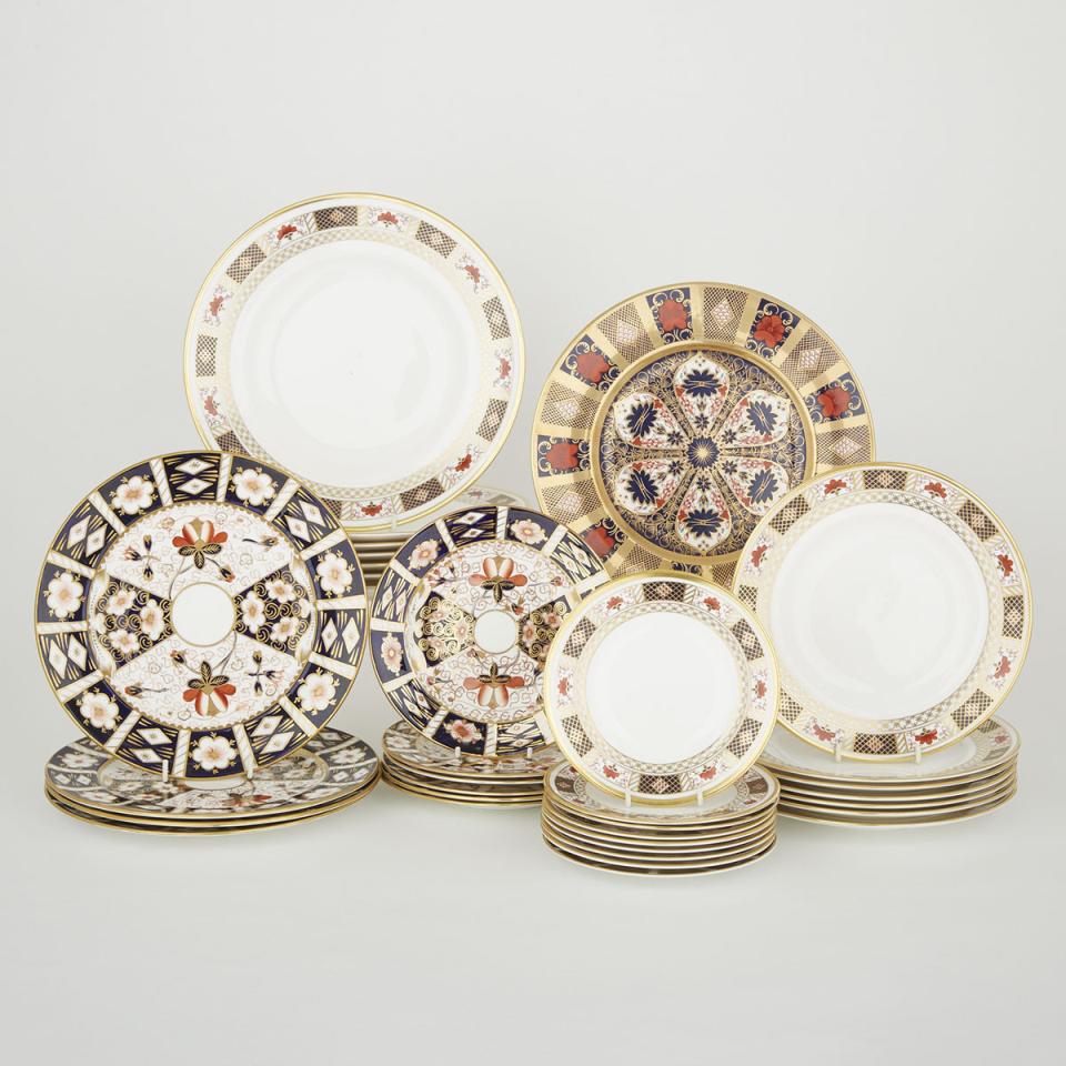 Thirty-Six Various Royal Crown Derby Imari (2451), ‘Old Imari’ (1128) and ‘Derby Border’ Pattern Plates, 20th century