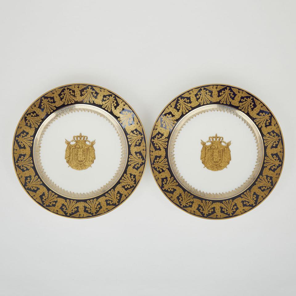 Pair of ‘Sèvres’ Armorial Plates, c.1900
