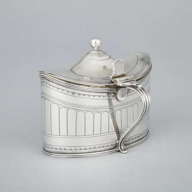 George III Silver Mustard Pot, Alexander Field, London, 1797, reworked by Paul Morin, Quebec City, Que., c.1800-15