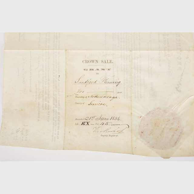Province of Canada Land Grant to Sir Sanford Fleming, 1856