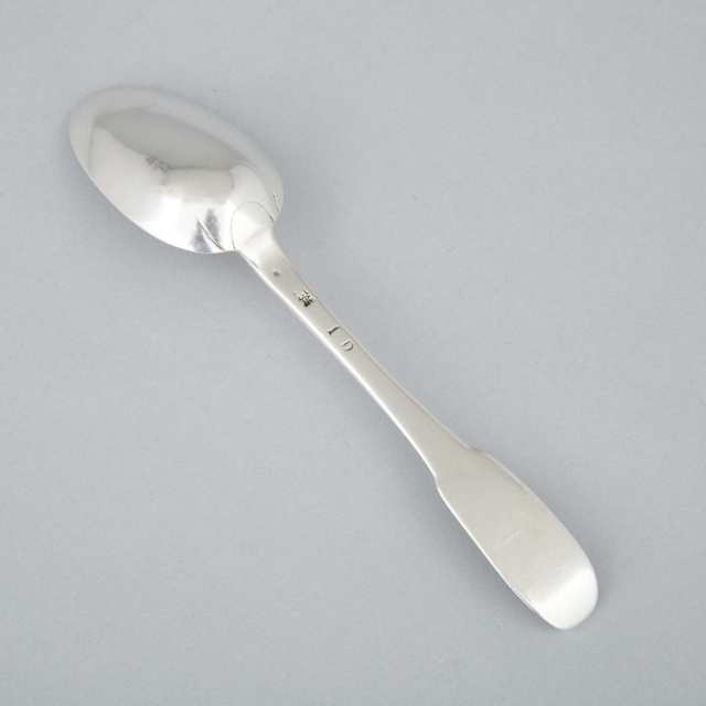Canadian Silver Table Spoon, maker’s mark FI(?) over R, Quebec City, Que., mid-18th century
