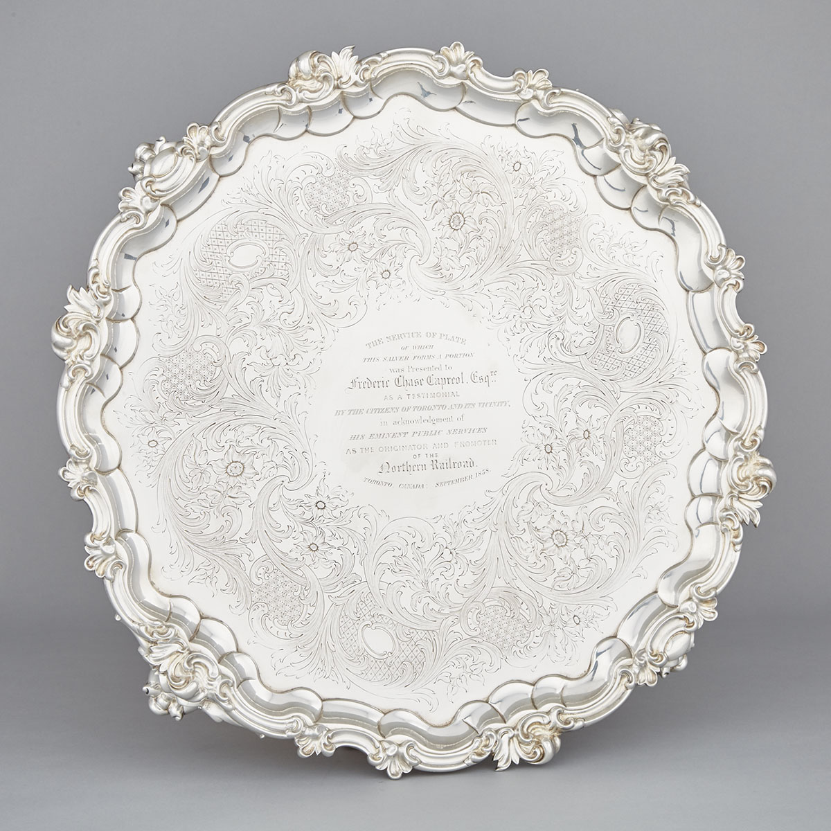Victorian Silver Large Circular Salver, Charles Reilly & George Storer, London, 1845