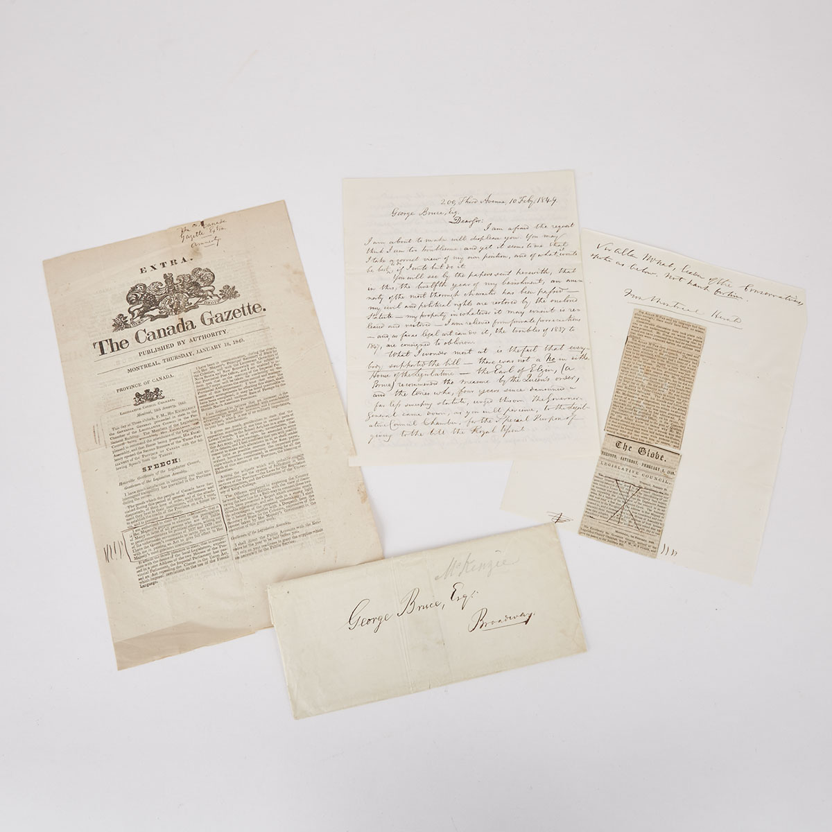 William Lyon Mackenzie Letter and Archive, 10 Feb. 1849