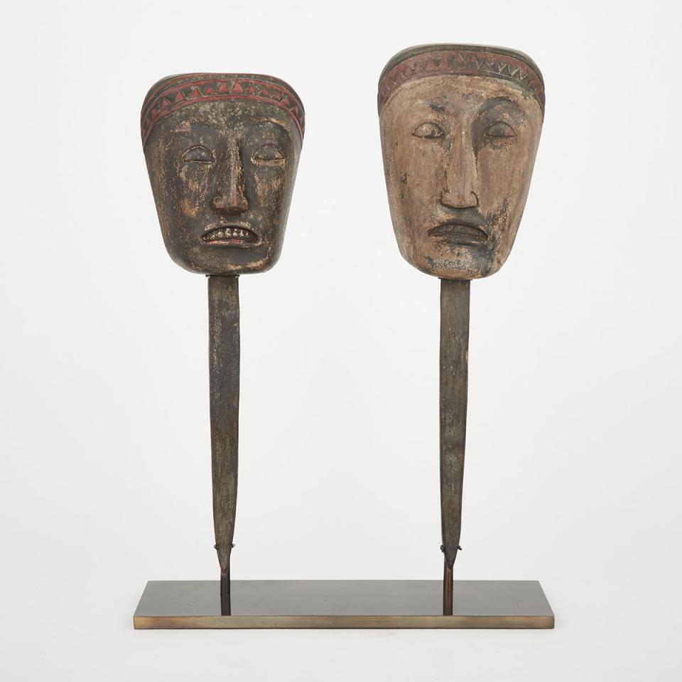 Two Carved and Painted Wood Masks, Indonesia