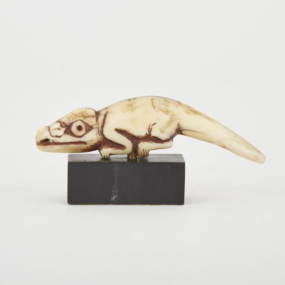Unidentified Ivory Carving of a Chameleon, possibly Luba or Lega, Central Africa