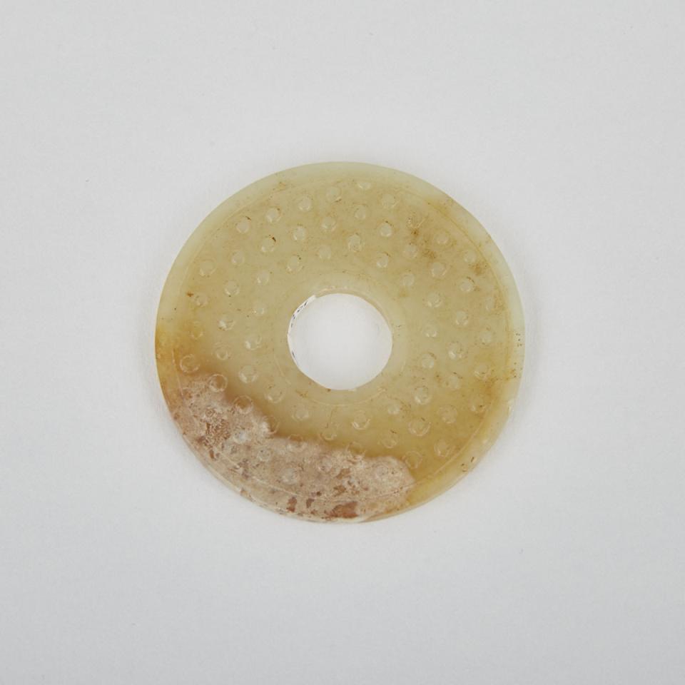 A Yellow Jade Bi Disc, Han Dynasty or Later