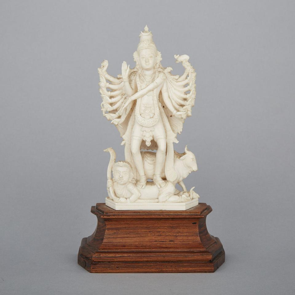 An Indian Ivory Carved Shiva Group, Early 20th Century