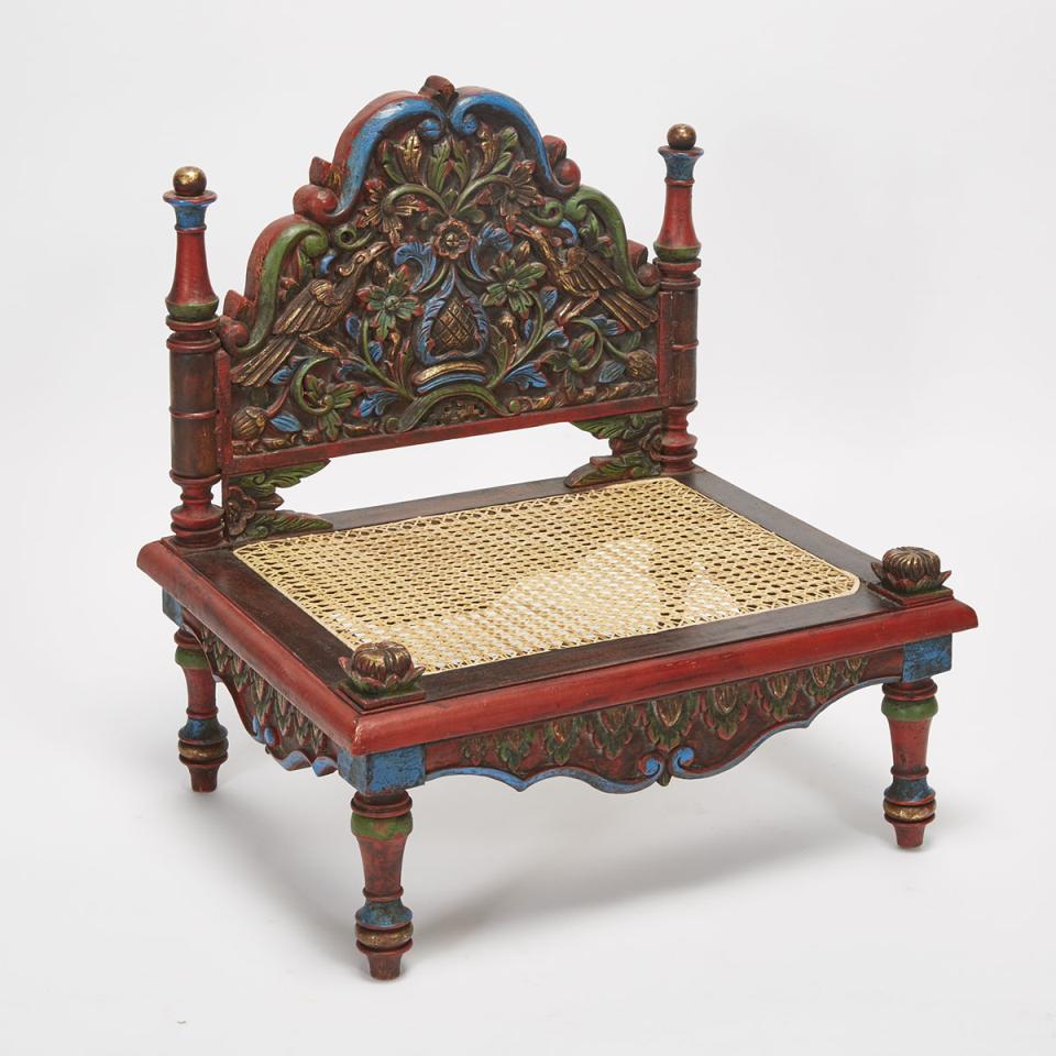 A Painted Wood Low Chair