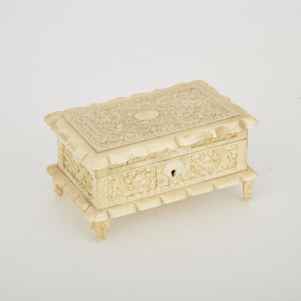 A Carved Ivory Box, Early 20th Century
