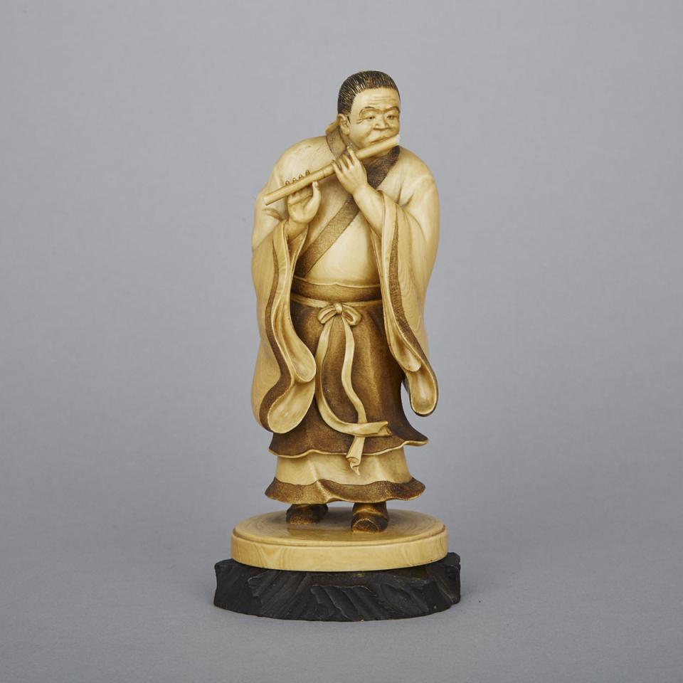 An Ivory Carved Figure of Han Xiangzi, Early 20th Century