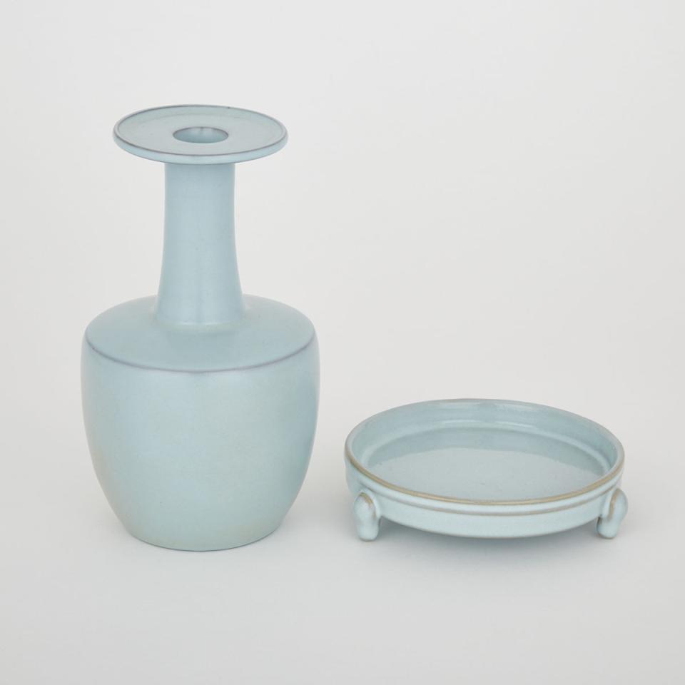 Two Turquoise Blue Porcelain Wares