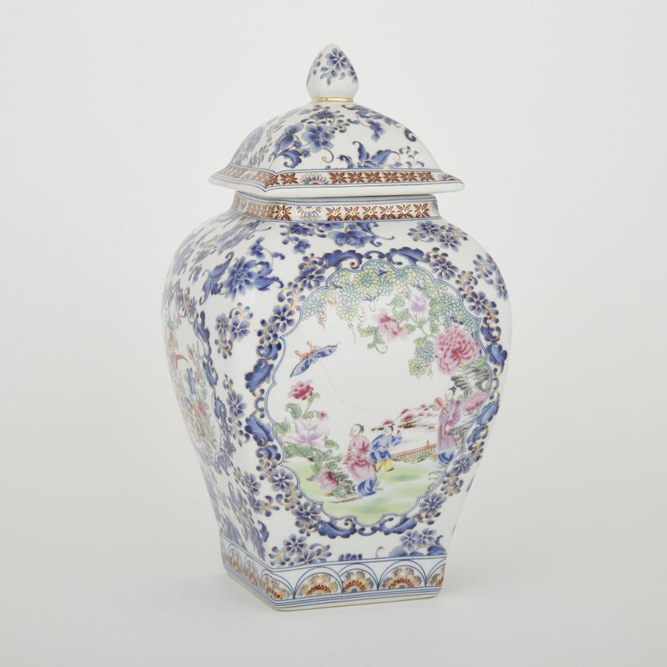 A Famille Rose Square Covered Jar