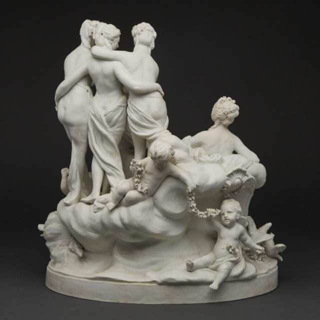 Large ‘Sèvres’ White Biscuit Group of Venus and the Three Graces Bestowing Beauty, 19th century 