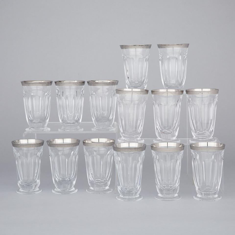 Fourteen Moser Cut Glass ‘Lady Hamilton Platinum’ Pattern Water Tumblers, 20th century
