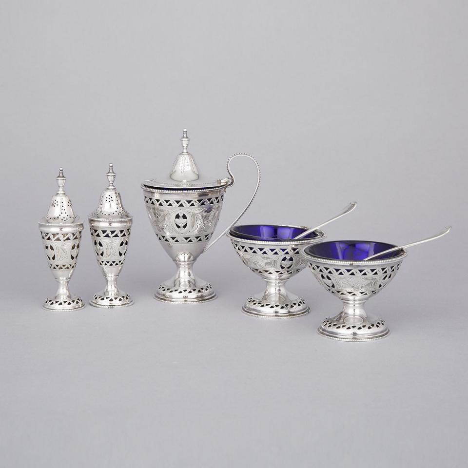 English Silver Condiment Set, Ellis Jacob Greenberg, Birmingham, 1910