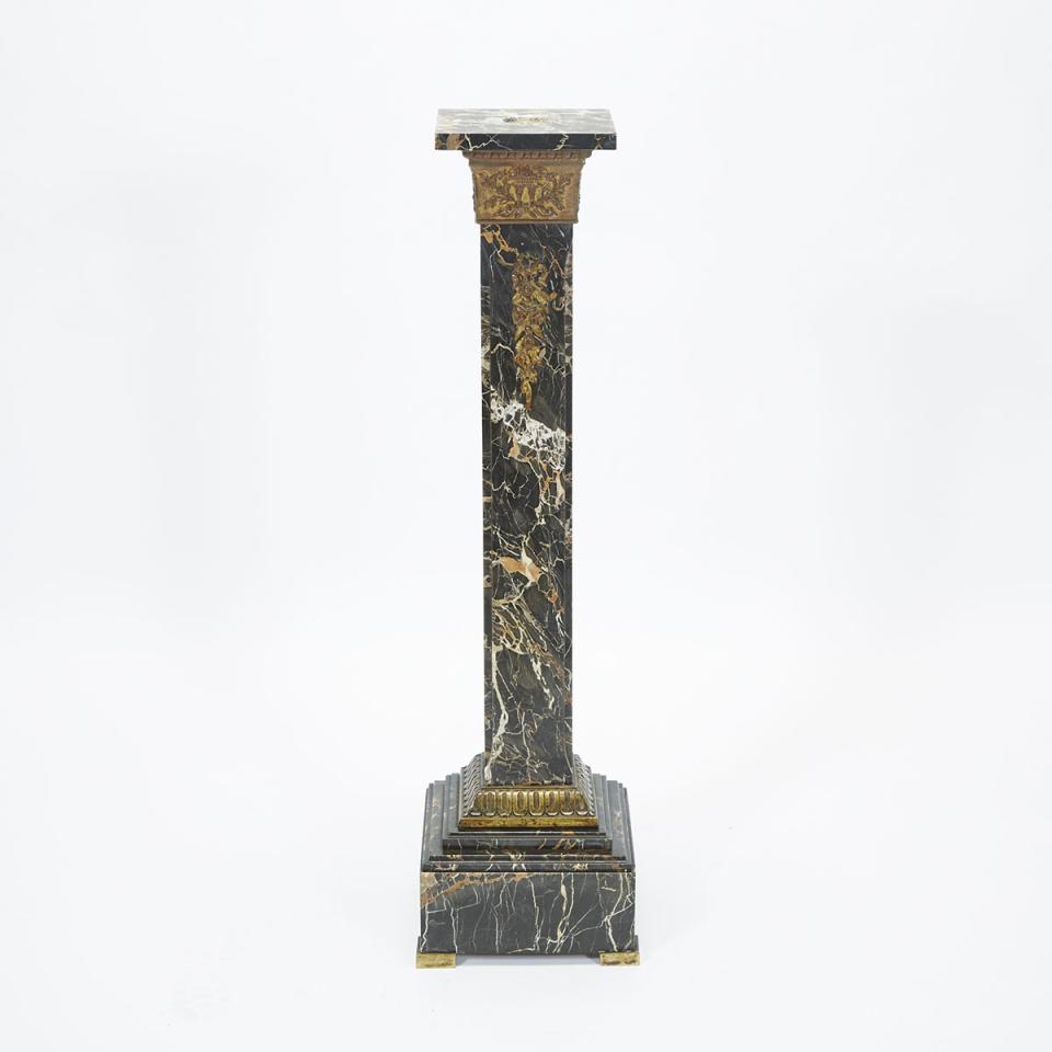 Ormolu Mounted Nero Portoro Marble Pedestal, c.1900