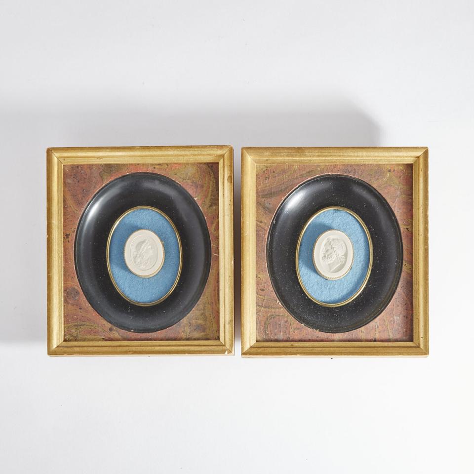 Pair of John Tyrell Oval Plaster Relief Intaglios, early 19th century