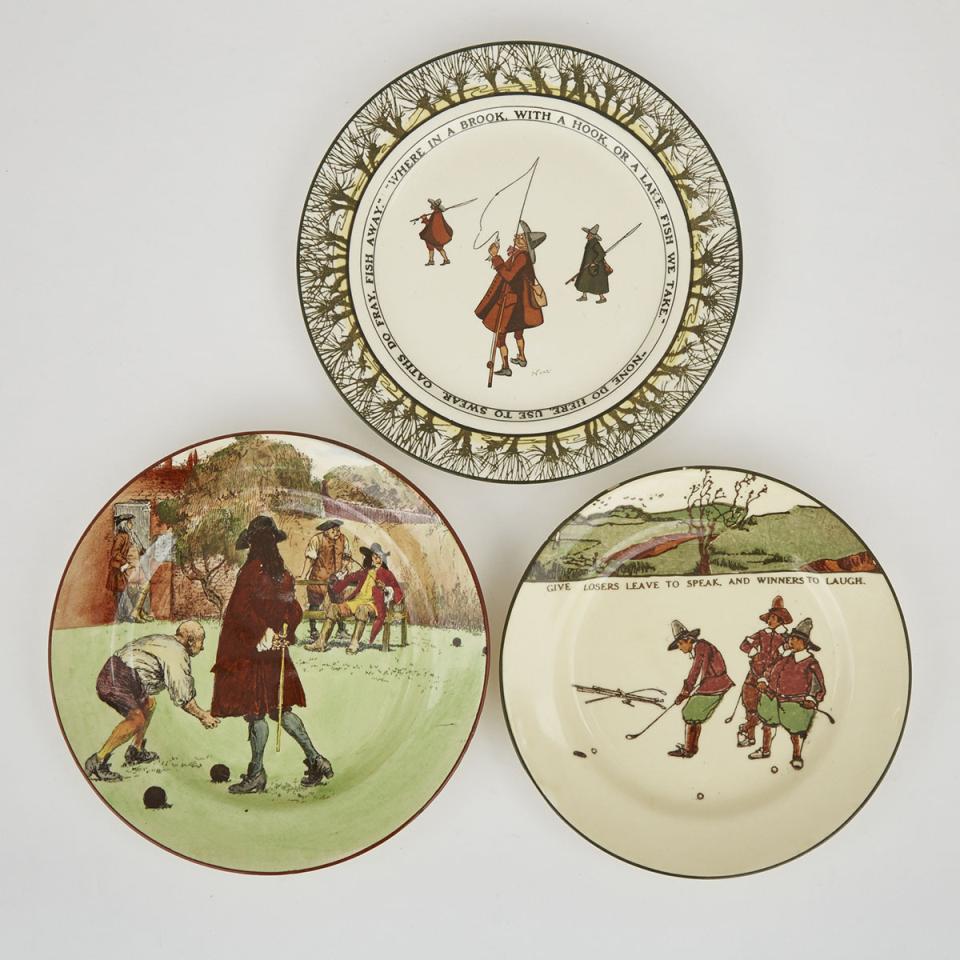 Three Royal Doulton ‘Sporting’ Rack Plates, early 20th century