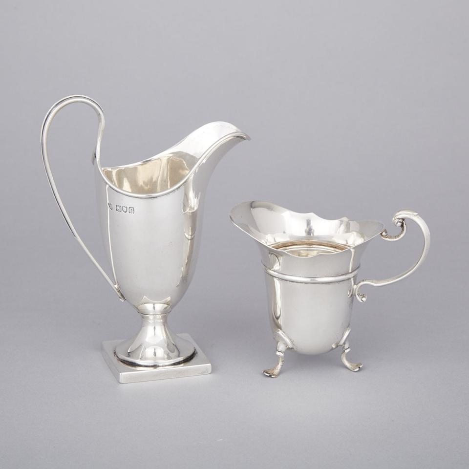 Two English Silver Cream Jugs, Haseler Bros., London, 1910 and William Hutton & Sons, Sheffield, 1912
