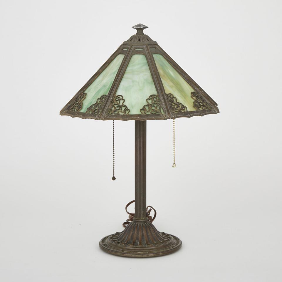 American Slag Glass Table Lamp, c.1910