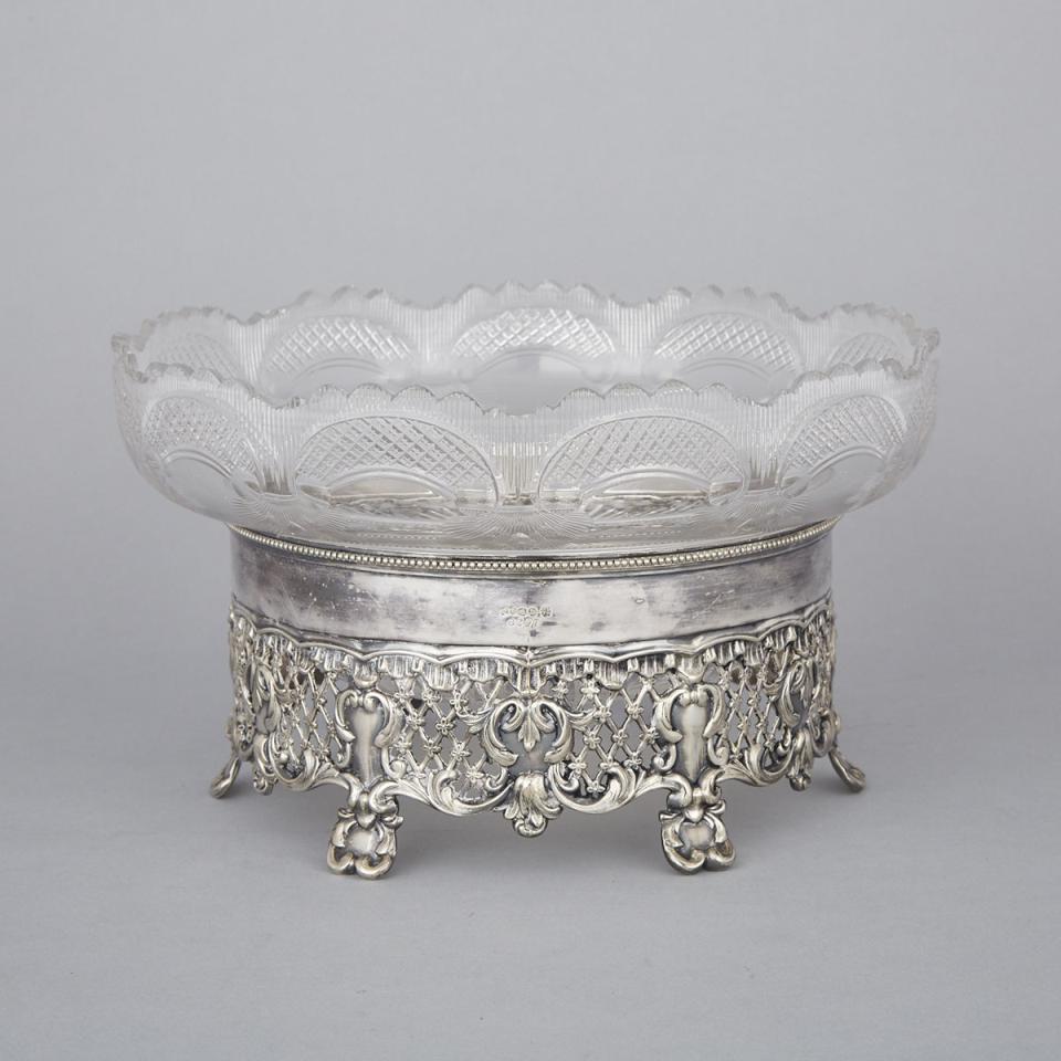 English Silver Plated and Cut Glass Centrepiece Bowl, Martin Hall & Co., c.1900