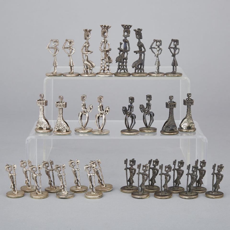 Israeli Silver Chess Set, 20th century
