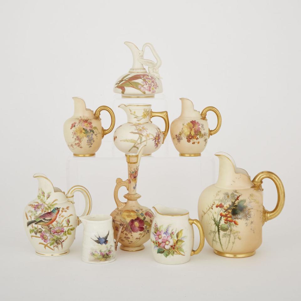 Nine Royal Worcester Jugs, late 19th/early 20th century