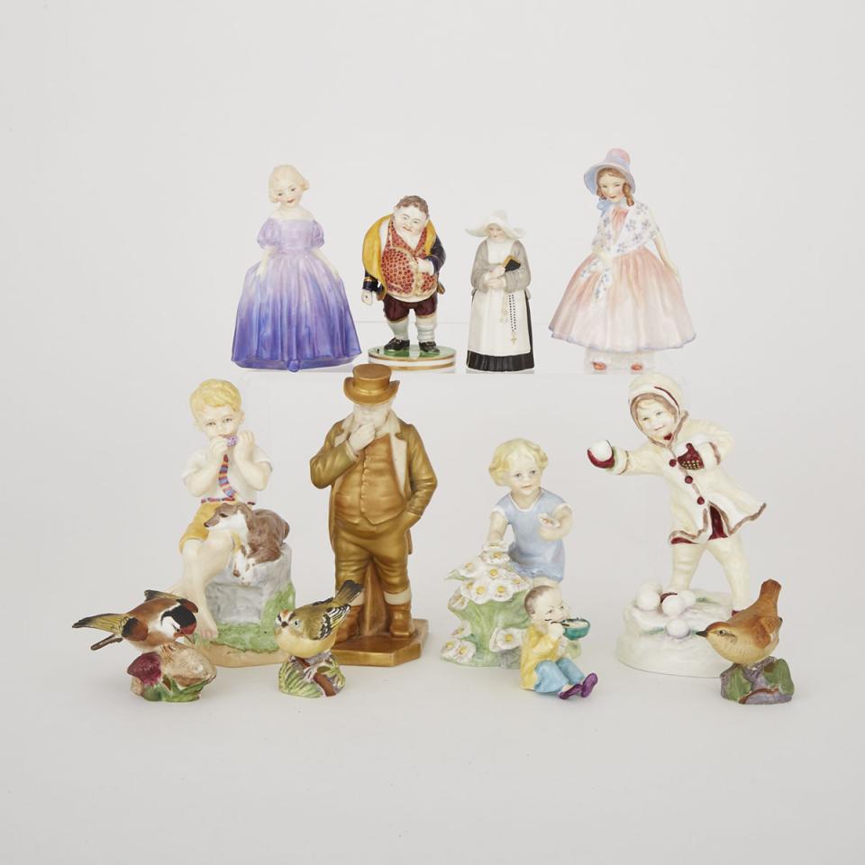 Group of Twelve Royal Worcester, Derby and Royal Doulton Figures, late 19th/20th century