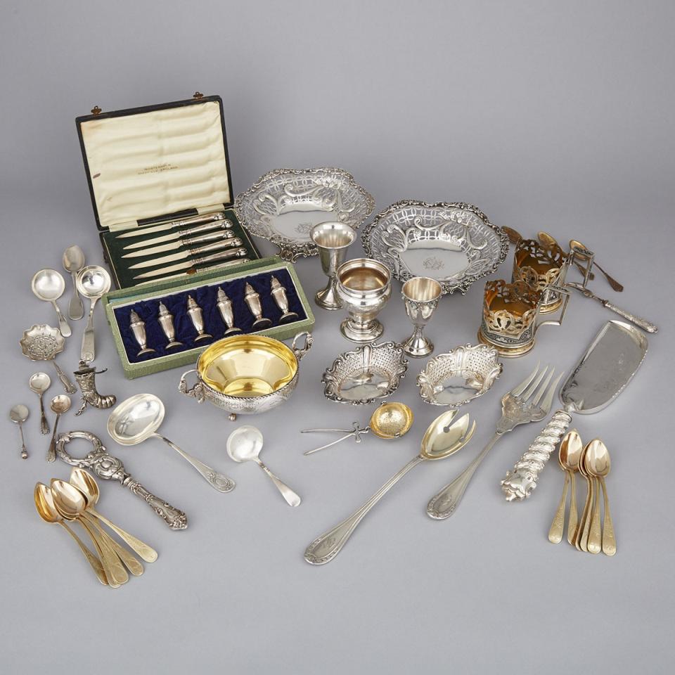 Group of English, Russian, and Continental European Silver, 19/20th century