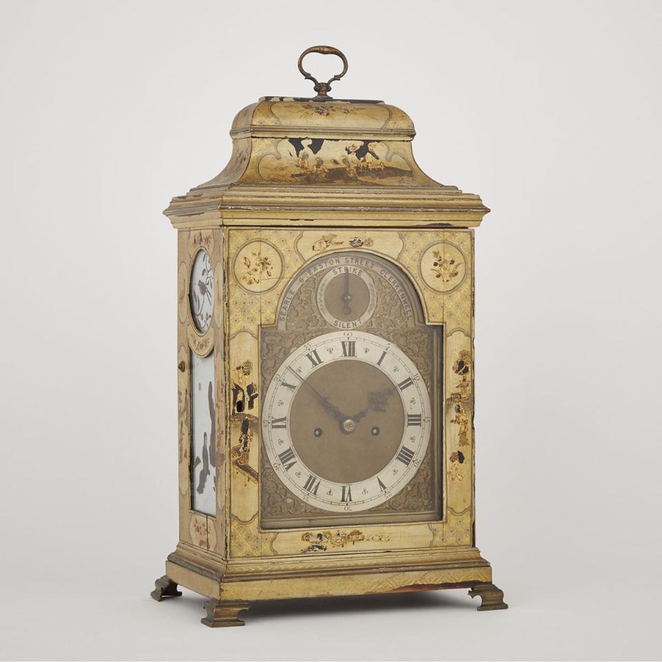 Georgian Style Japanned Bracket Clock, Searle, Clerkenwell, early 20th century