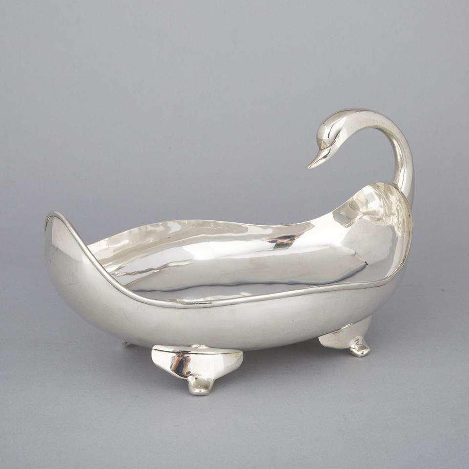 Mexican Silver Swan-Form Centerpiece Bowl, C. Zurita, Mexico City, 20th century