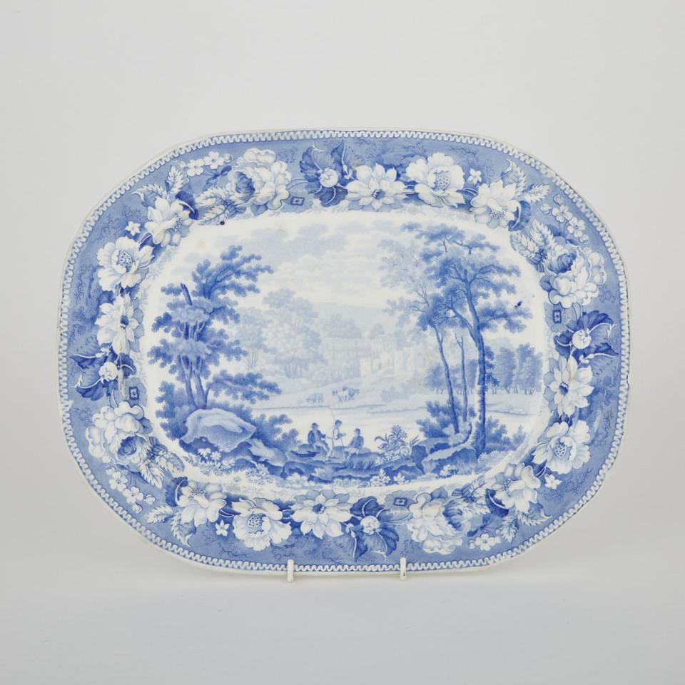 Enoch Wood & Sons Blue Printed Oval Platter, c.1830