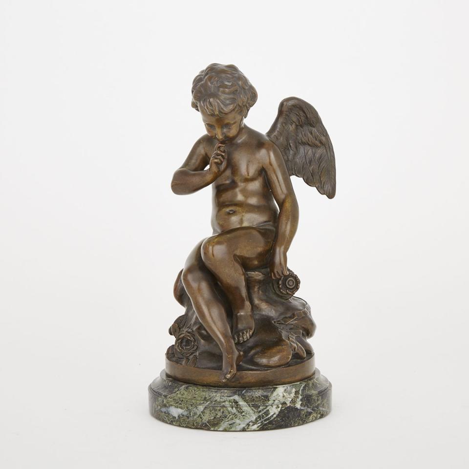 French Patinated  Bronze Model of a Cherub, early 20t century