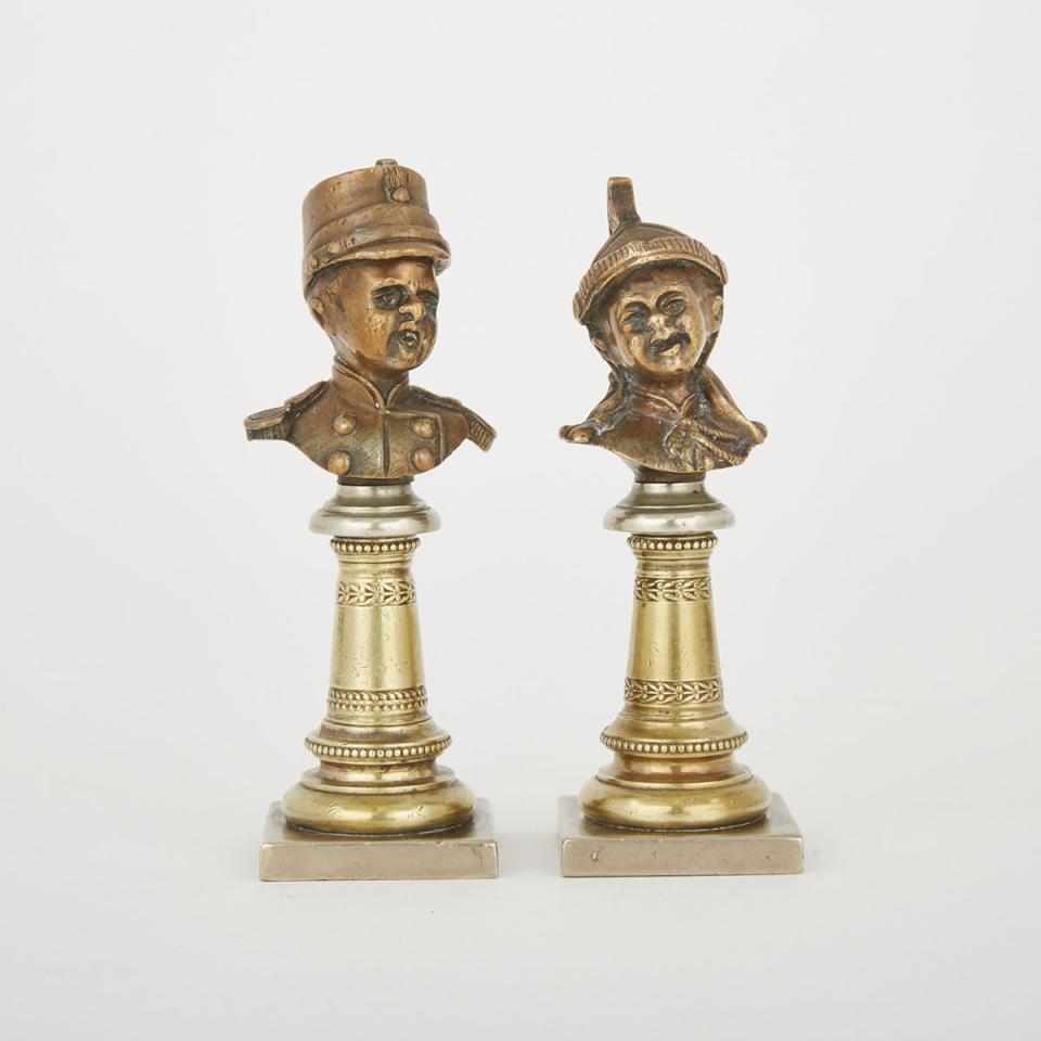 Two Mixed Metal Chess Pieces, early 20th century
