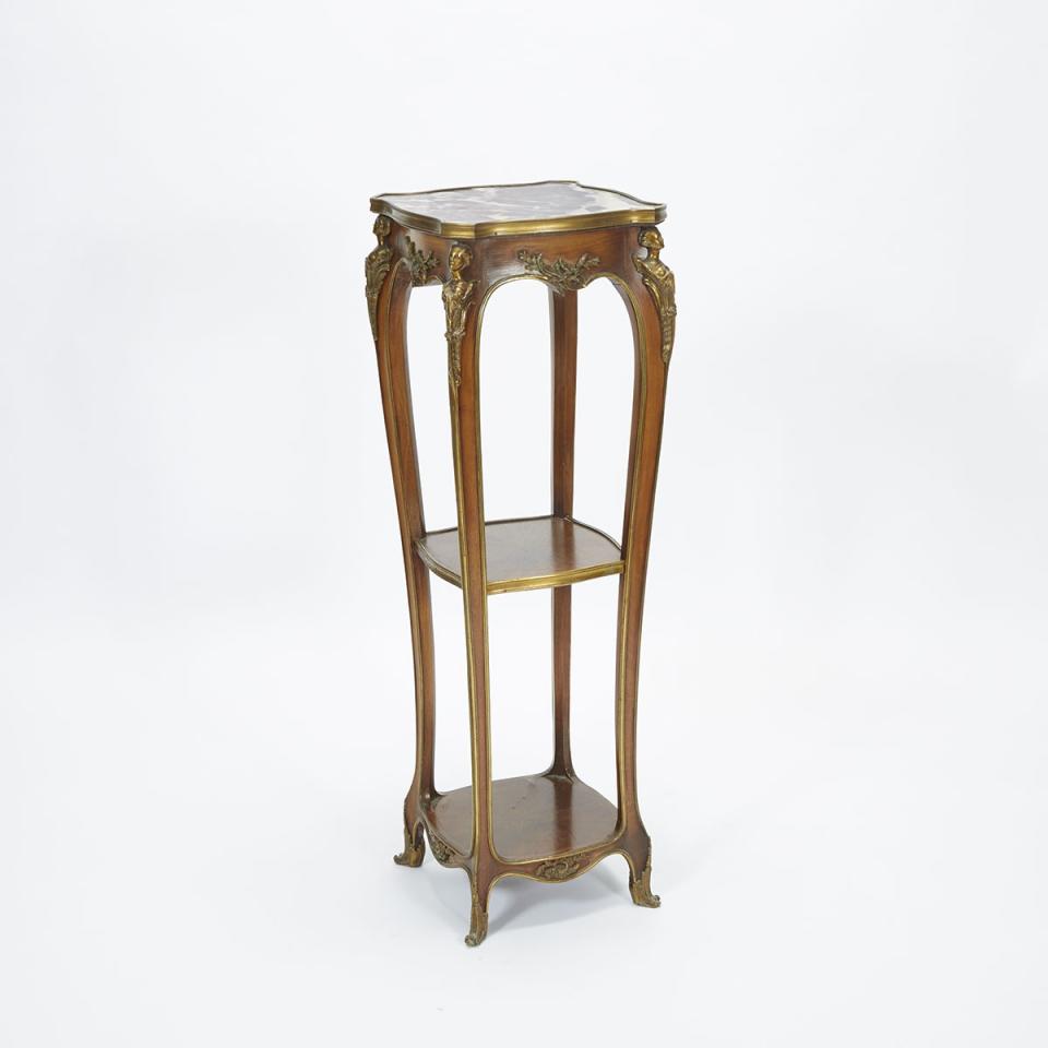 Louis XV Style Ormolu Mounted Marble Top Pedestal, early 20th century