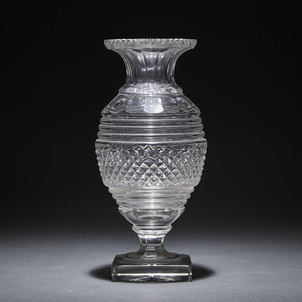 Anglo-Irish Cut Glass Vase, 19th century