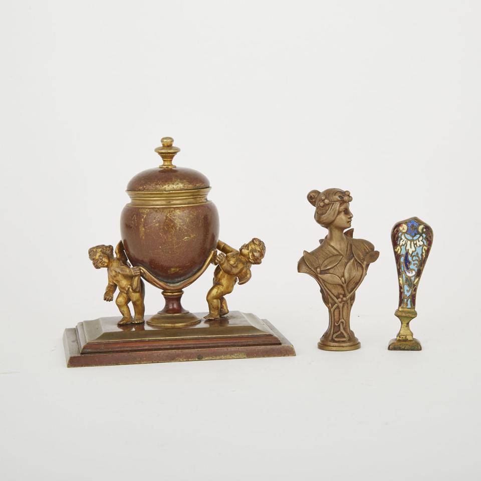 Group of Bronze Desk Accessories, 19th/early 20th century